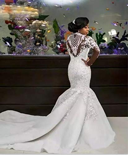 Aries Tuttle Gorgeous White/Ivory Mermaid Wedding Dress Appliques Beaded Long Sleeve Bridal Gown4