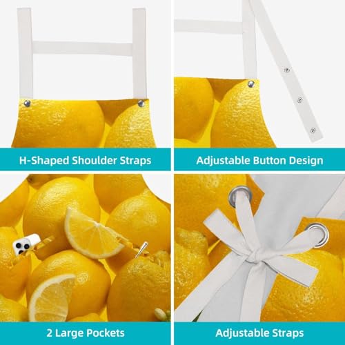Tablier de serveuse pour restaurant et bistrot avec motif fruit jaune multicolore