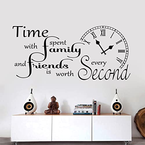 Time Spent With Family And Friend Every Second Is Worth Home Decor Living Room Wall Stickers Vinyl Decals Removable Bk034 (S-56X26Cm, Black) #TOP1
