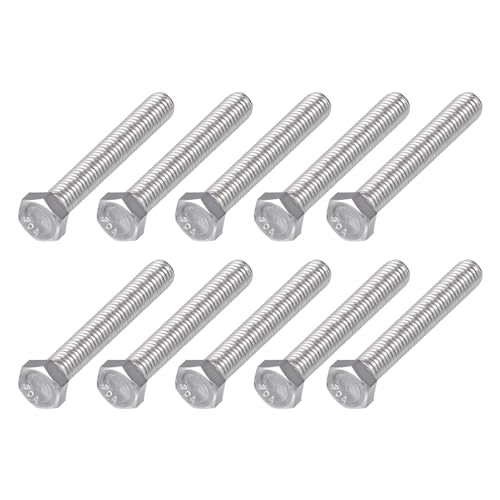 Image of METALLIXITY Hex Head Bolts (3 /8-16 x 2-1 /2 inch) 10Pcs, 304 Stainless Steel 18-8, Fully Threaded, External Hex Drive, Plain Finish, Hex Head Screw Bolt, Silver