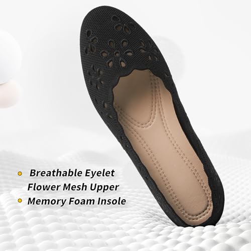 Image of BABUDOG Mesh Ballet Flats Shoes for Women,Womens Flats Dressy Comfortable,Women's Dress Shoes with Flower Eyelets,Slip on Casual Walking Flats
