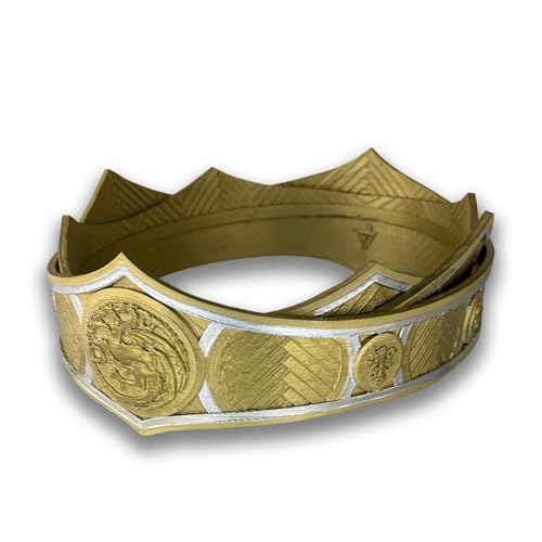 KTSR Crown Queen of Dragon House Gold Tiara Princess Cosplay Headwear Women Girls Headbands Hair Jewelry Halloween 3D Printed Party Prop