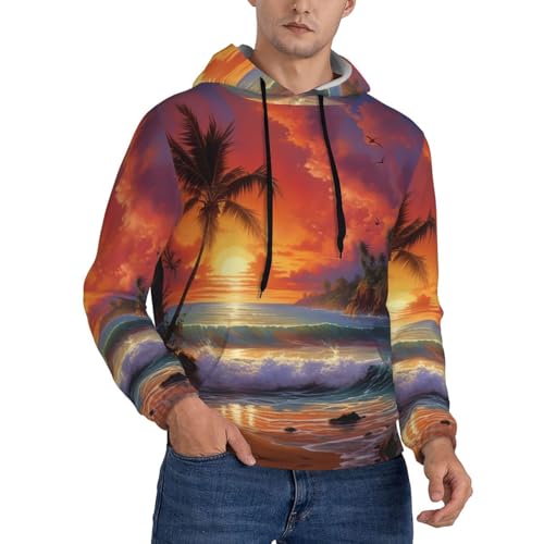 Sweat à capuche avec coucher de soleil imprimé pour des moments de détente absolue