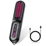 Travel Brush for Women, Portable Cordless Hair Straightener Brush, Mini Hair Straightener with 9600mAh Battery, Fast Charging & 100M Negative Ions - Cordless Portable Styler for On-The-Go