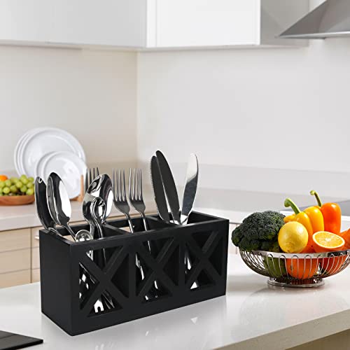 Ayiaren FLATWARE ORGANIZERS Wooden Silverware Holder Flatware Utensil Caddy Cutlery Holder Wood Silverware Organizer Bin Storage Containers thumb #2