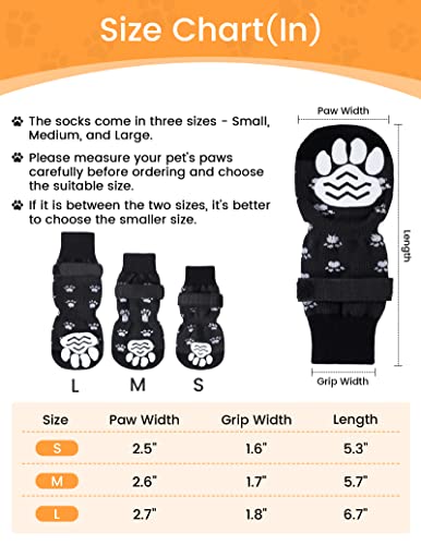 Wildopolis 4 Pairs Of Anti-Slip Dog Socks With Adjustable Straps, Paw Protector Socks With Strong Sole Grips, Traction Aid To Keep Small Medium Dogs From Slipping On Indoor Hardwood Floors #TOP1