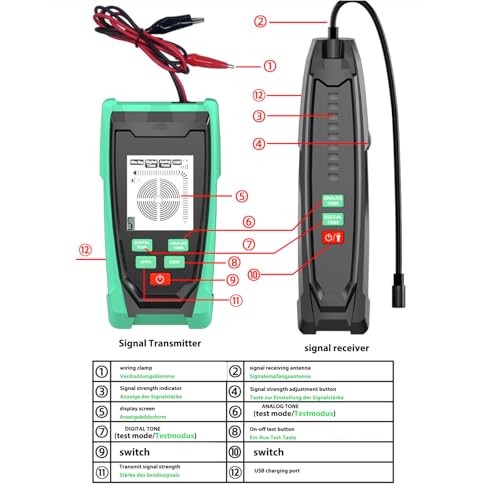 ZALASUNG Probador profesional de cable subterráneo, localizador de cables, rastreador de cables, dispositivo de búsqueda de robots cortacéspedes, interruptores de cortocircuito de cables de pared y - imagen 4