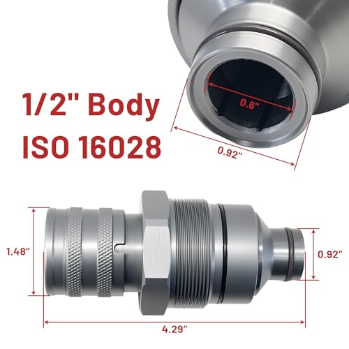Image of Replacement for Kubota V1311-77150 Hydraulic Quick Coupler Cartridge,Female Flat Face 1 /2 inch Body ISO 16028, 5076 PSI,Fit for Skid Steer Cartridge Manifold
