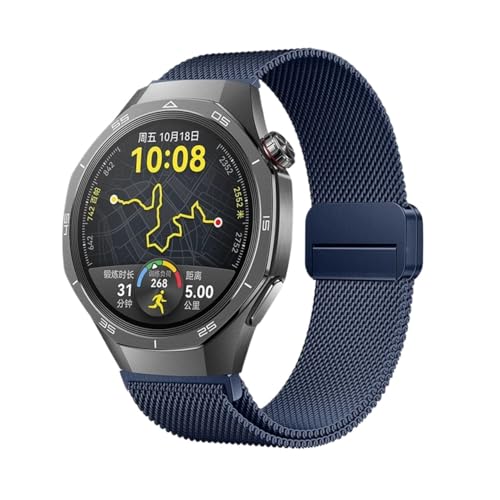 �ɓK������Samsung Galaxy Watch 7/6/5/4/40/44mm �Ή��X�e�����X�X�`�[���o���h�AHuawei GT5/5Pro 4/4Pro/GT3 46mm �Ή�(Midnight blue,20mm)