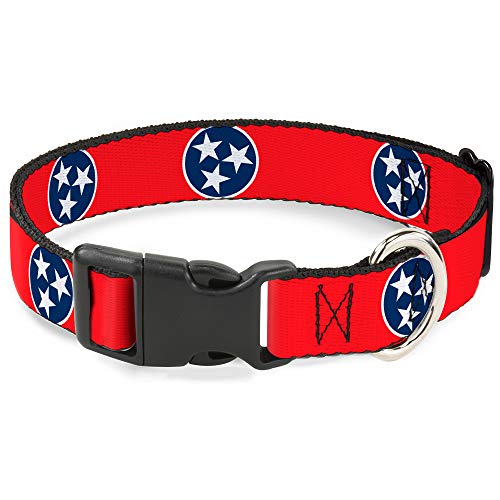 Buckle-Down Plastic Clip Collar - Tennessee Flag Stars Red/White/Blue - 1.5" Wide - Fits 16-23" Neck - Medium