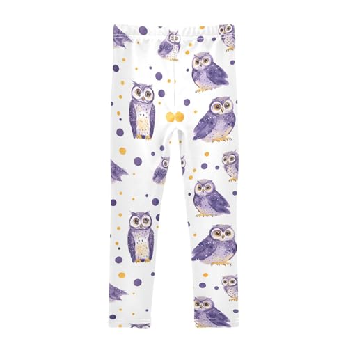 Purple Owls Girls Leggings Ultra Soft Compression Yoga Gym Pants for Kids 4-10T2