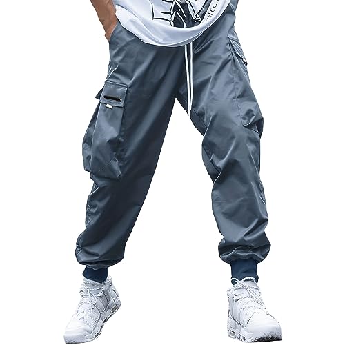Generisch Schnittschutzhose Herren, Männer Arbeitshose Taktische Outdoor Camping Wandern Loose Fit Mit Multi Taschen Herren Koch Hosen Für Cargo Pants Kurzgröße Hose Stretch Jeans (XL, Blau)