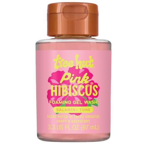 Image of Tree Hut Pink Hibiscus Mini Body Wash, Travel Size Shower Gel w /Shea Butter & Essential Oils, Soft Smooth Skin, Gentle Cleanser For All Skin Types, TSA Approved, Self Care Gifts for Women, 3.3 Fl Oz