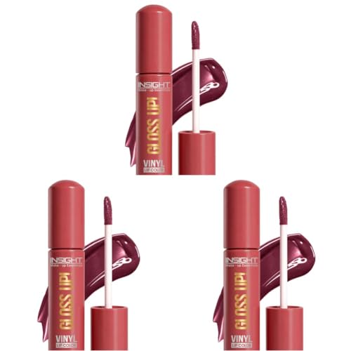 Image of INSIGHT Gloss Up Lip Color - Muted Maple | High-Gloss Finish | Rich Pigmentation | Lightweight, Long-Lasting Formula | All-Day Comfortable Wear (4g) (Pack of 3)