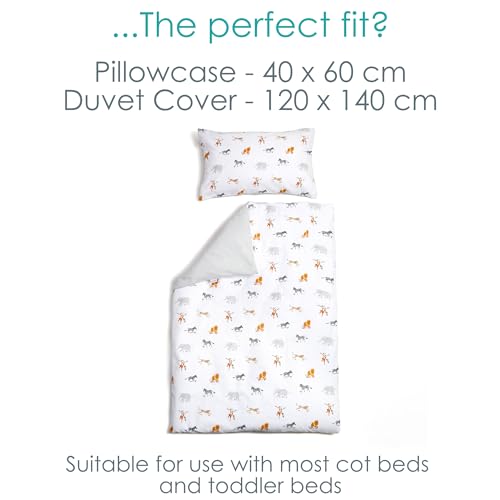 Clair de Lune Jungle Dream Reversible Cot Bed Duvet Cover and Pillowcase Set 120 x 150 cm , White/Grey - Image 3