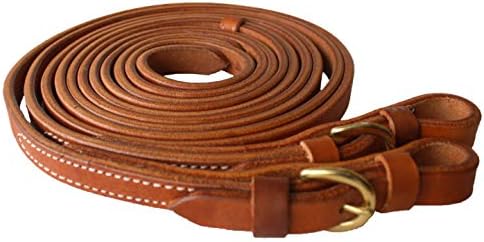 Garden Party Horse Amish USA Western Hermann Oak Leather Brass Buckle End Reins Tack 975H3473