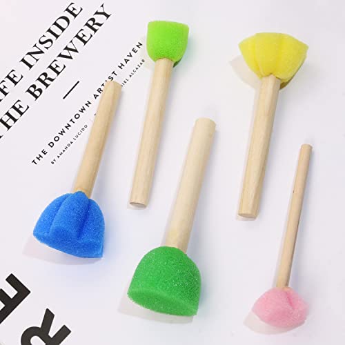 Foam Sponge Brushes Set Penta Angel 10Pcs Multi Size Flower Round Painting Sponges Tools With Wood Handle For Acrylic Stains Watercolor Varnishes And Crafts Diy (10) #TOP3