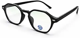 Óculos Com Filtro De Luz Azul Lente Com Proteção Para Telas Para Estudo E Trabalho Armação Preta Hexagonal Redução de Fadiga Ocular e Melhora do Sono DUPIN