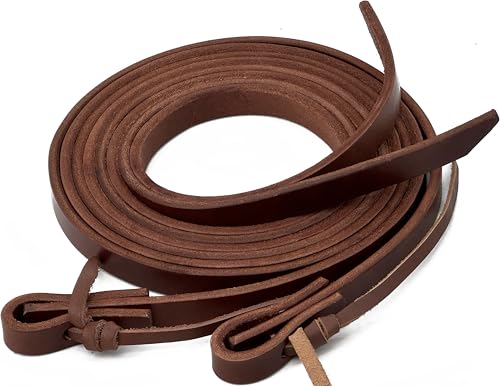Jeereal Leather Split Reins Heavy Oil Weighted Broken in Supple Ranch Reins for Western Horse ProTack 5/8 x 7 (Brown)