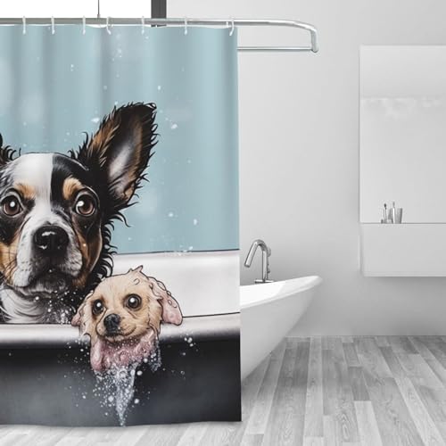 Rideau de douche chien lavable et imperméable pour une salle de bain moderne