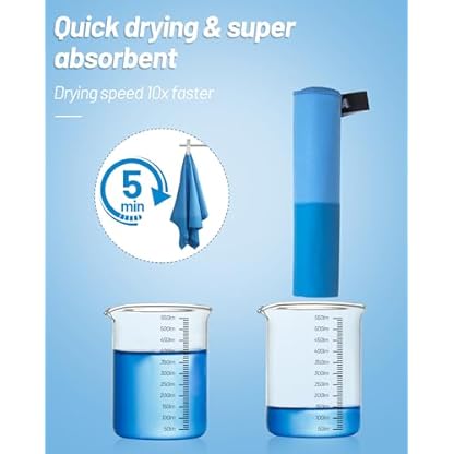GZXYA Mikrofaser Handtuch 3er-Set (180 x 60 cm großes Badetuch + 2 Stück 80x40 cm kleines Towels), Schnelltrocknendes Microfaser Handtücher für Fitness Handtuch Sport (Sea Blue 180 * 60+80 * 40 * 2) – Bild 5