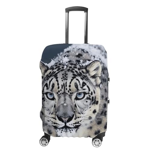 Blue Eyed Snow Leopard Printed Luggage Cover Protector, Fits 18-32 Inch Luggage - Main Image