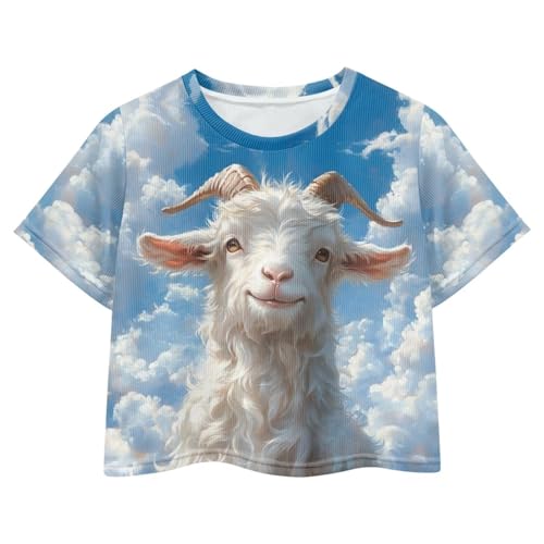 Image of Kids T Shirt Short Sleeve Crop Tops for Girls Summer Clothes Pullover Tees Shirt 5-14