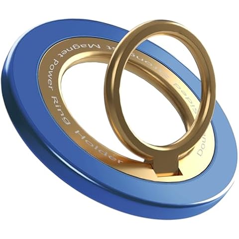Magnetic Phone Ring Holder for MagSafe pop Socket,【Two-Sided Magnetic】 360° Rotation Magnetic Phone Grip for iPhone 16/15/14/13/12 Series/Samsung/Google,Pop Socket for iPhone(Blue with Gold) Cover