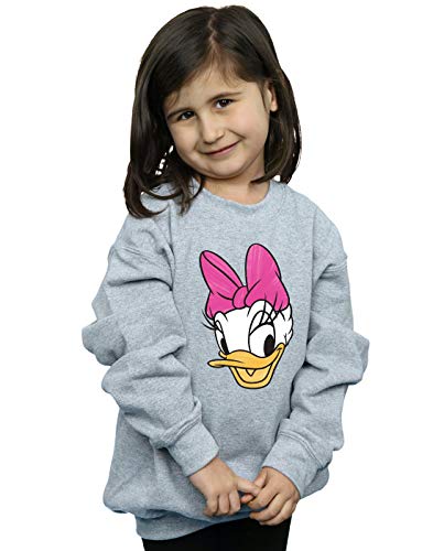 Image of Disney Girls Daisy Duck Head Painted Sweatshirt Sport Grey 9-11 Years