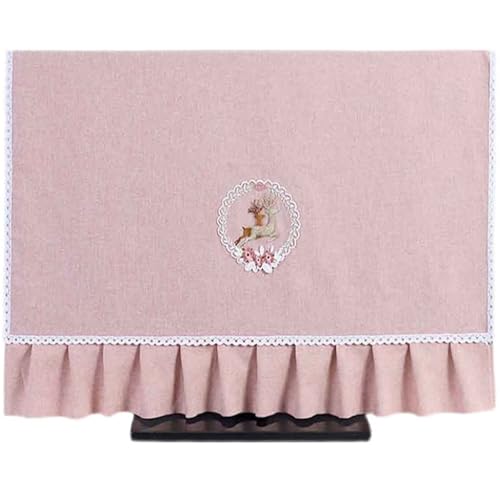 HAJHI Cubierta de TV 32-65in Antipolvo Protector Solar Funda para Monitor Curvado/Plano Funda para Televisor Semi-Envuelto Universal para Salón Decoración(32in(74 * 49cm),Pink-Deer)