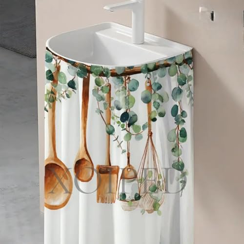 Image of Premium Printed Kitchen Counter Curtain with Rod Pocket (Spoon Sink Curtainn)