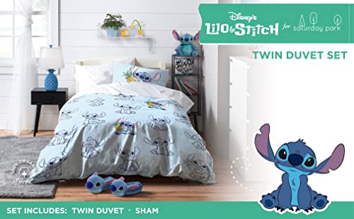 Saturday Park Disney Lilo & Stitch Watercolor Vibes Twin Duvet Cover & Sham Set - 2 Piece 100% Organic Cotton Duvet Set - Gots & Oeko-Tex Certified (Disney Official) #TOP1