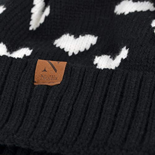 Image of Nollia Women's Pom Pom Knit Winter Beanie for Cold Weather - Warm Fleece - Cable Knit