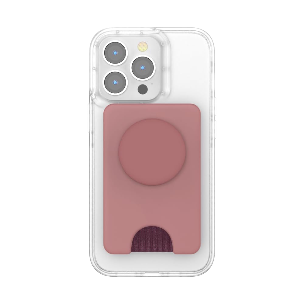 PopSockets: PopWallet+ dla MagSafe - Pierścień Adaptera do MagSafe w Zestawie - Portfel na karty ze zintegrowanym wymiennym PopTopem do smartfów i etui - Clay