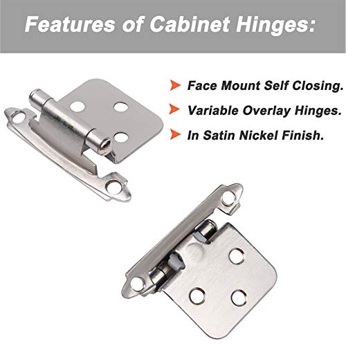 50 Pack(25 Pairs) Brushed Satin Nickel Decorative Self Closing Face