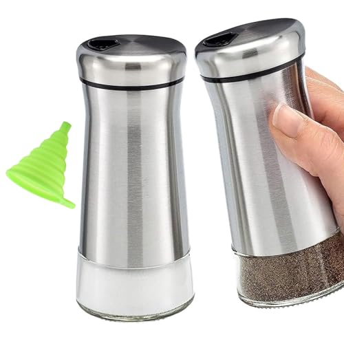 Salt and Pepper Sets,2PCS Salt and Pepper Shaker,Pepper Grinder,Dredger Shaker with Rotating Lid,Salt Pot,Adjustable Spice Jar,for Spices, Salt, Pepper,Cumin,Chilli Powder for Home Kitchen Restaurant