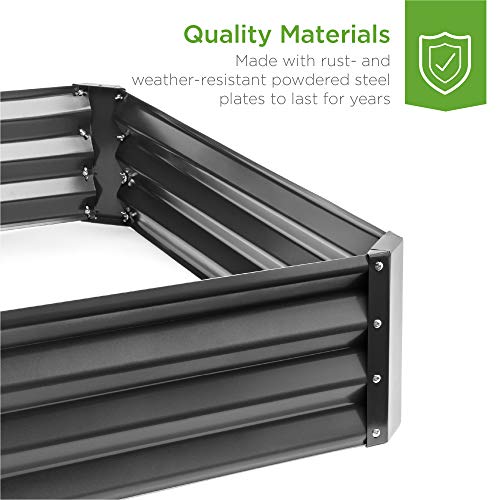 Best Choice Products 4X3X1Ft Outdoor Metal Raised Garden Bed Box Vegetable Planter For Growing Fresh Veggies, Flowers, Herbs, And Succulents - Dark Gray #TOP2