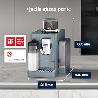 De’Longhi Rivelia – Perfetto Macchina da Caffè Automatica, LatteCrema Montalatte Automatico, 16 Bevande in un Solo Tocco, Display Touch a Colori, Contenitori Intercambiabili, Grigio (EXAM440.55.G)