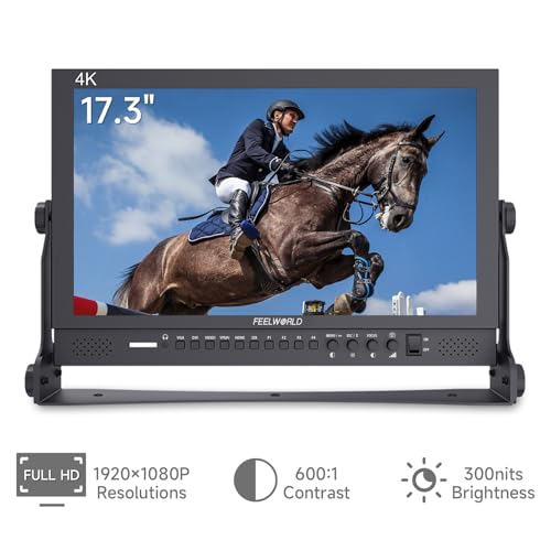 Image of FEELWORLD 17.3 Inch 1920x1080 Resolution 4K HDMI 3G-SDI Input and Output Broadcast Production Monitor, Desktop Director's Monitor with YPbPr, Video