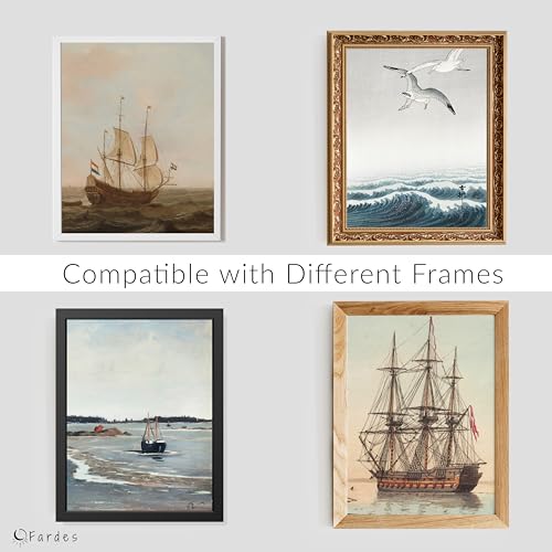 Image of Fardes Coastal Wall Art for Aesthetic Bedroom, Nautical Wall Decor for Vintage Room, Ocean Beach Prints