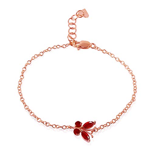 Galaxy Gold Gg 8" 14K Solid Rose Gold Ruby Bracelet Butterfly Design 0.60Ct T.w. Fine Jewelry For Women Genuine Gemstone #TOP8