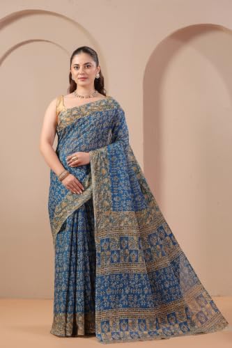 Image of TAMAIRA FASHION Mulmul Pure Cotton Saree For Woman Warli Batik Printed |Office Wear Daily Wear Sarees For Women Without Blouse Piece(Available in 11 Colours)