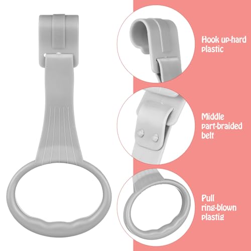 Image of Toyvian Baby Crib Pull Rings 2 Pack Portable Infant Crib Hanging Rings for Standing and Walking Exercise Lightweight Playpen Pull up Handles with Smooth Rounded Edges for Travel