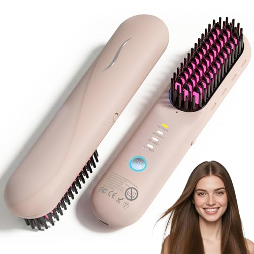 GEVOODIX Cordless Straightening Comb - Hair Straightening Brush for Short Hair - Mini & Portable...
