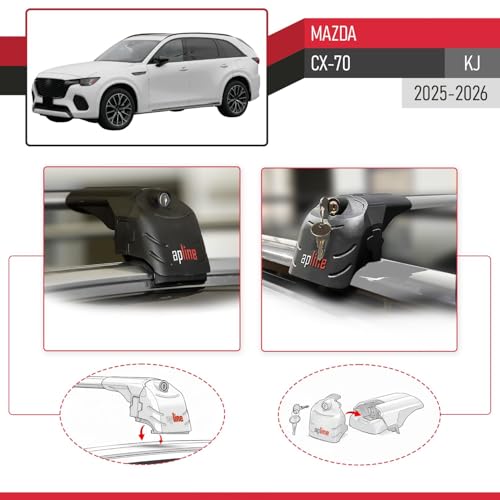 Barres de toit robustes en alu gris pour Mazda CX-70 2025 - 4
