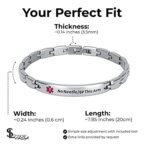Smarter Lifestyle Elegant Medical Alert Bracelets For Women, Surgical Grade Steel Medical Id Bracelets For Women, Medical Bracelets For Women, No Needle Bracelet (No Needle Or Bp This Arm Bracelet) #TOP3