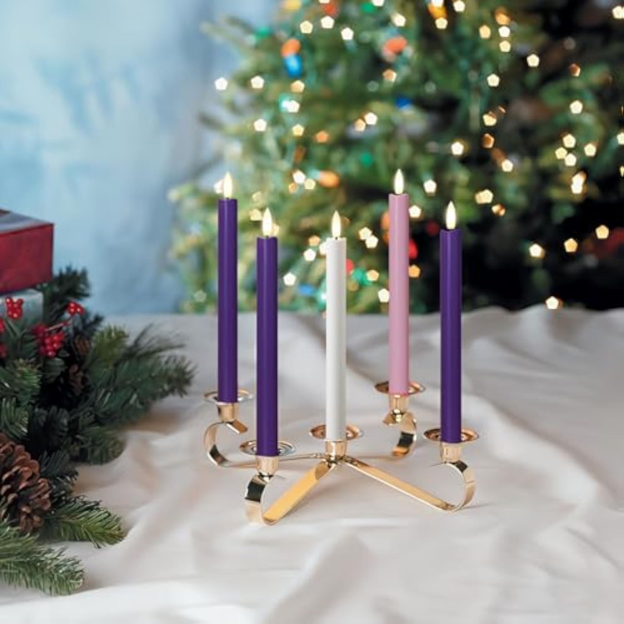 Flameless Advent Candles, Set of 5 - Flickering LED Flame