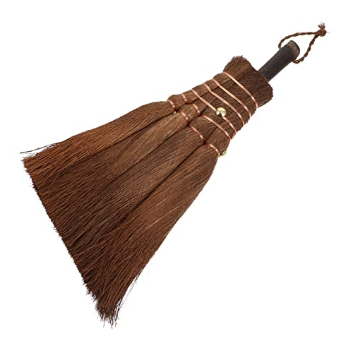 MOLUCKFU 1pc Small Broom Compact Dustpan Brush Desk Cleaning Brush Table Broom Stainless Cleaner Wizard Broomstick Kitchen Duster Indoor Broom Tool Manual Broom Palm Brown