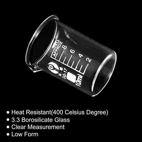 image for PATIKIL 3Pcs 10ml Low Form Glass Beaker, 3.3 Borosilicate Glass Gradua