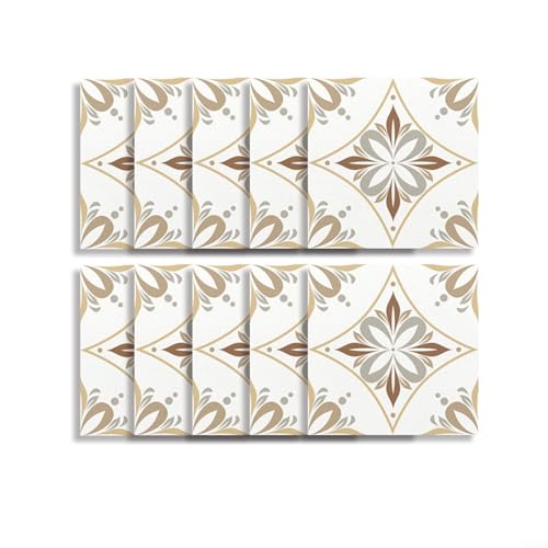 Confezione da 10 piastrelle a mosaico per uso interno su pareti e pavimenti lisci in qualsiasi stanza (15 x 15 cm)